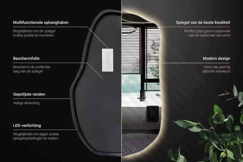 Espejo irregular con luz único