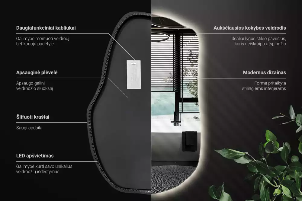 Espejo irregular con luz único