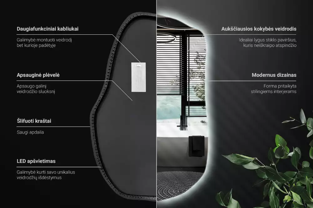 Espejo irregular con luz único