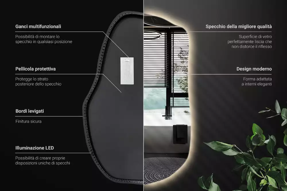 Espejo irregular con luz único