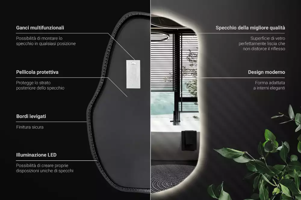 Espejo irregular con luz único