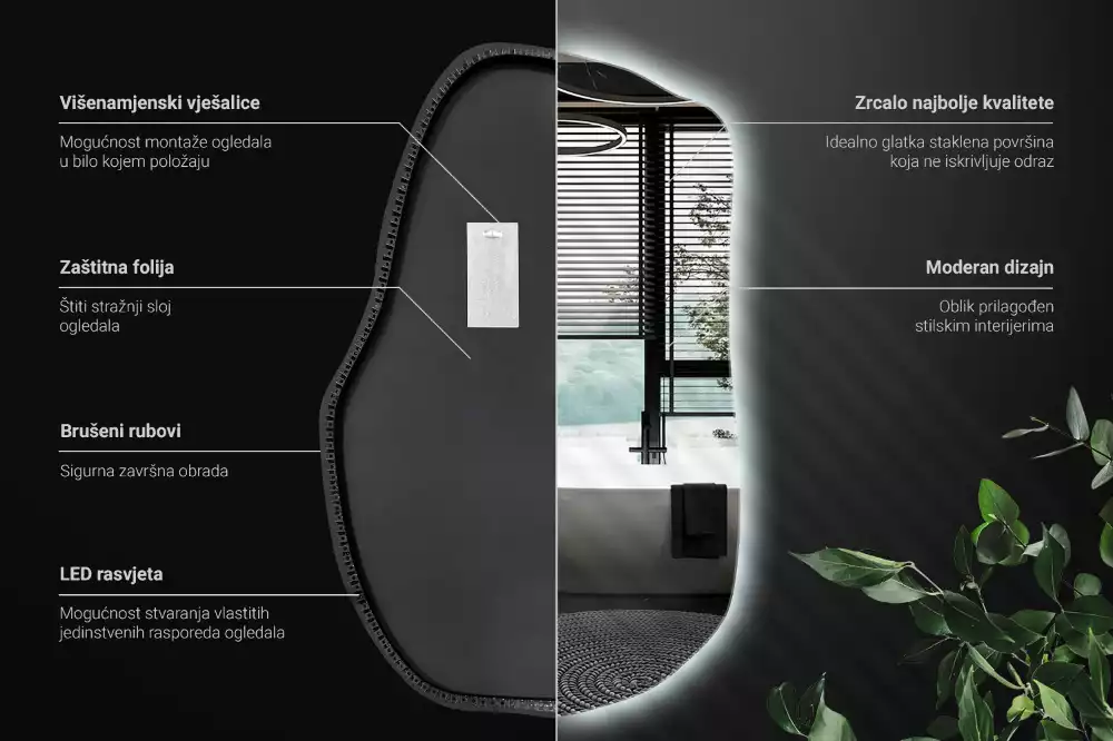 Espejo irregular con luz único