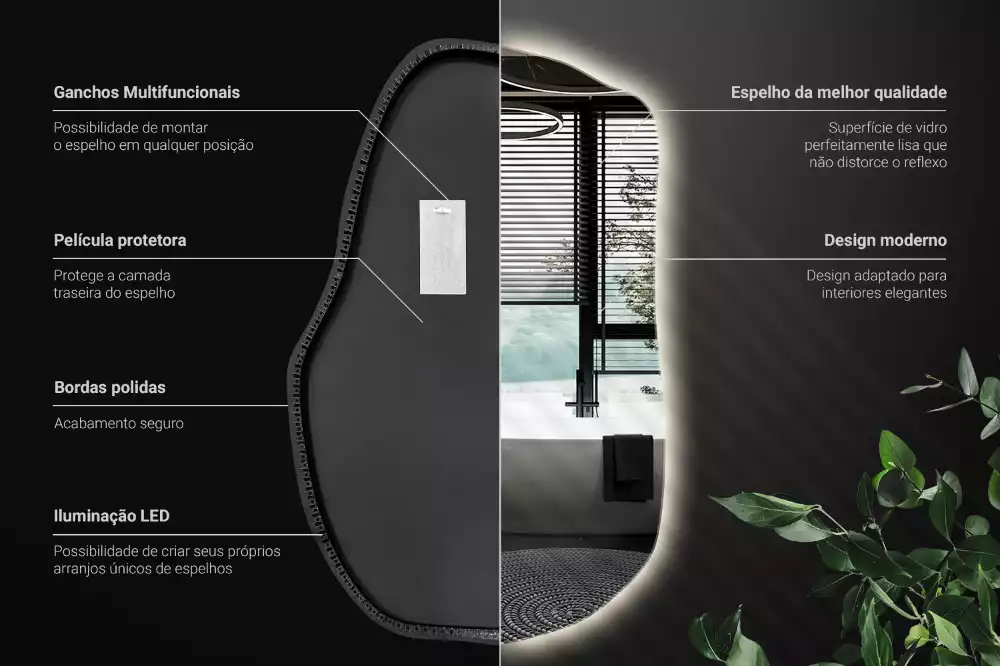 Espejo irregular con luz único