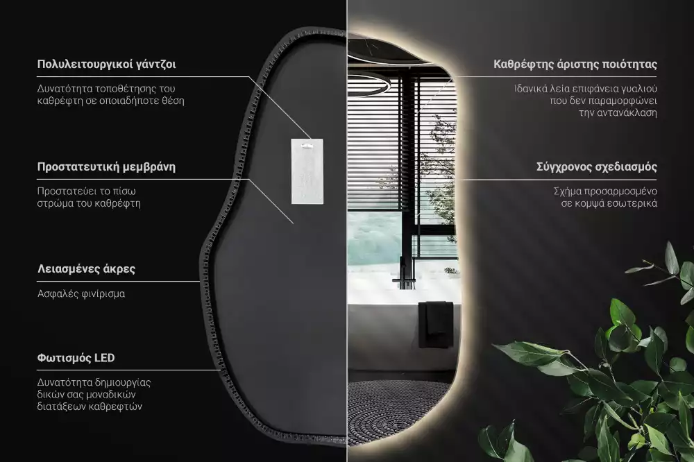 Espejo irregular con luz único