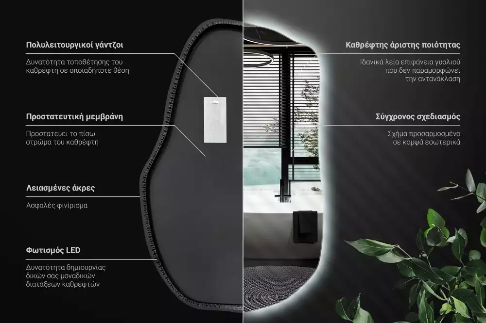 Espejo irregular con luz único