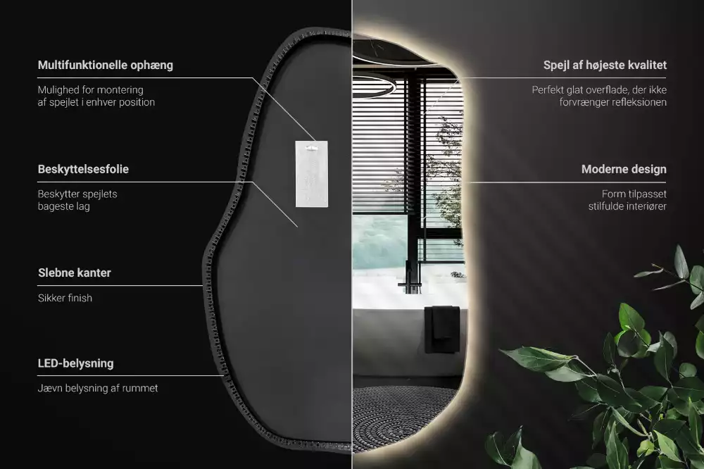 Espejo irregular con luz único