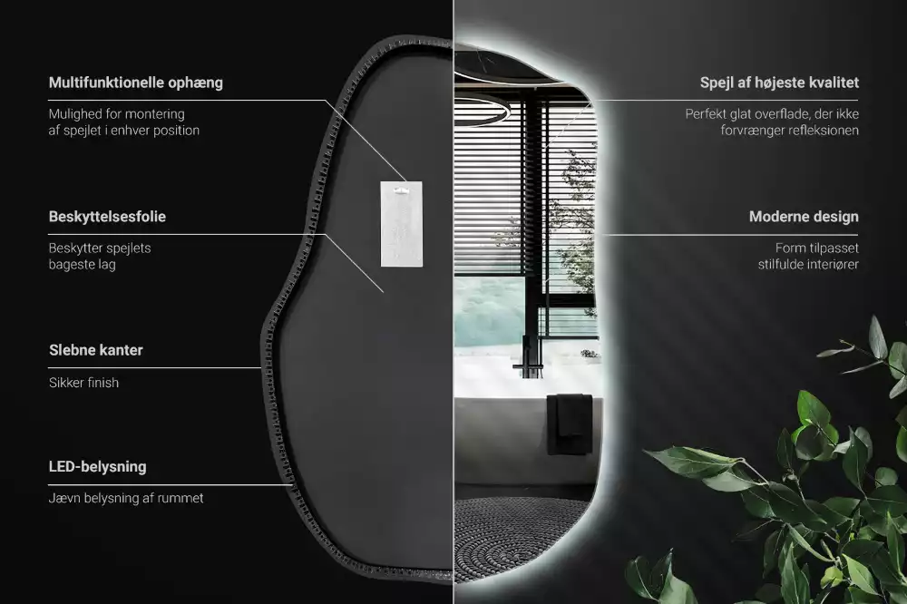 Espejo irregular con luz único