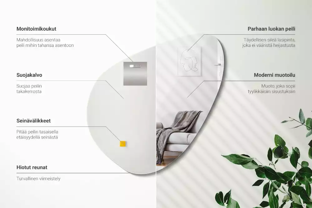 Espejo organico pared decorativa