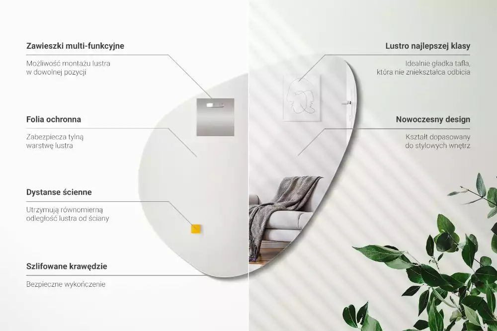 Espejo organico pared decorativa