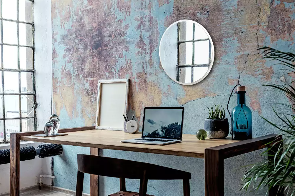 Espejo redondo de pared con marco blanco