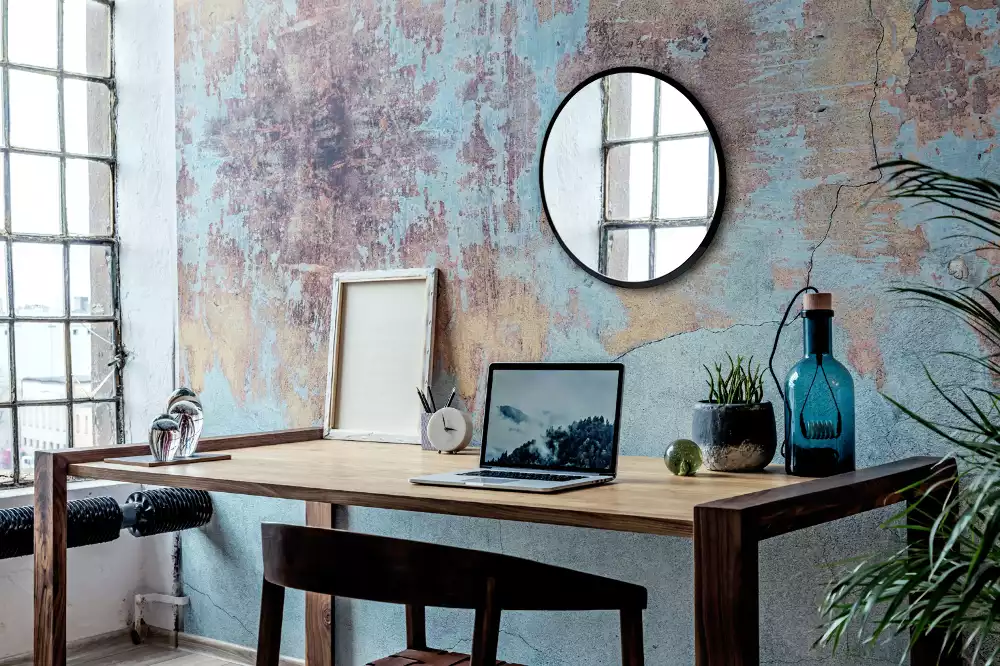 Espejo redondo de pared con marco negro