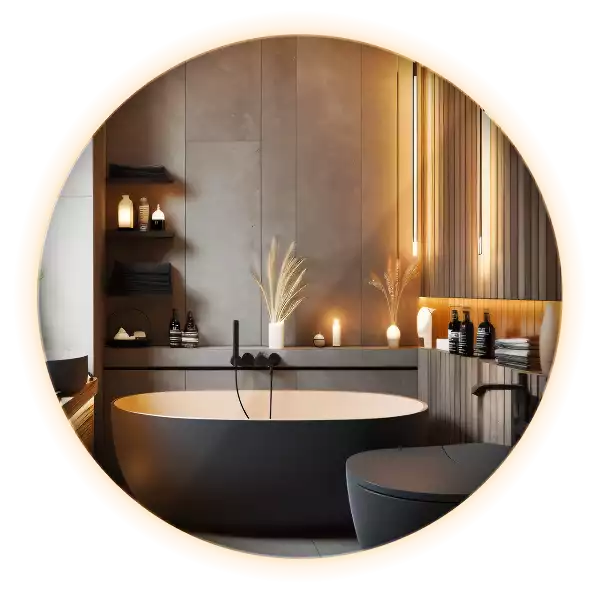 Espejo redondo moderno con retroiluminación LED