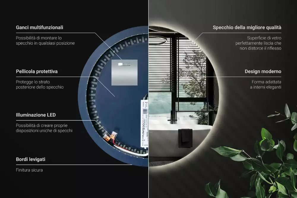 Espejo redondo moderno con retroiluminación LED