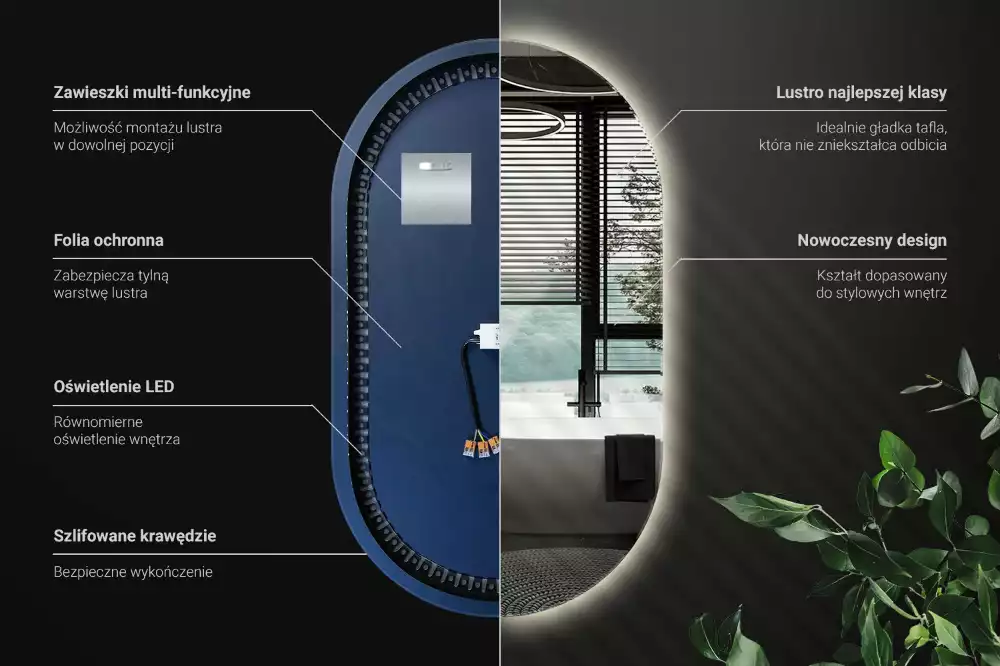 Espejo ovalado con luz colgante decorativo