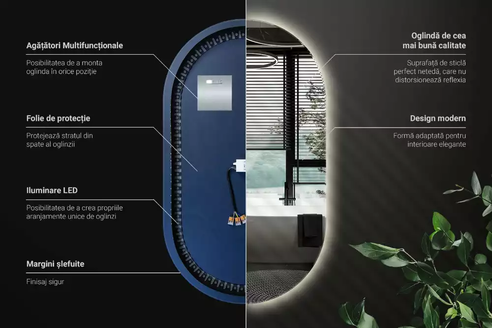 Espejo ovalado con luz colgante decorativo