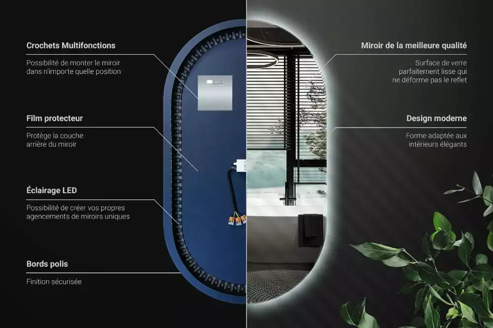 Espejo ovalado con luz colgante decorativo