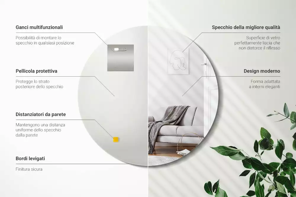 Espejo redondo de pared sin marco