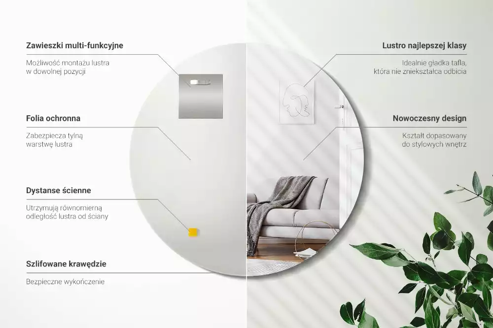 Espejo redondo de pared sin marco