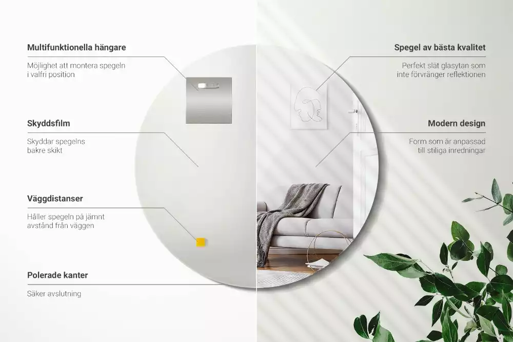 Espejo redondo de pared sin marco