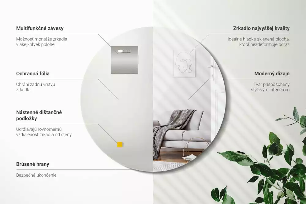 Espejo redondo de pared sin marco