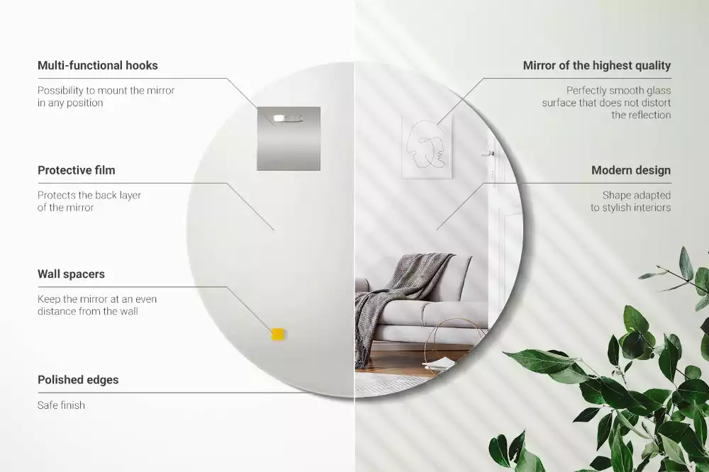 Espejo redondo de pared sin marco