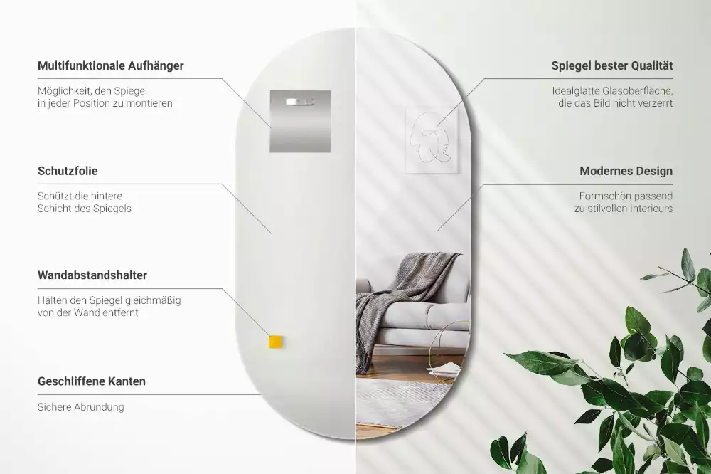 Espejo pared ovalado colgado clásico