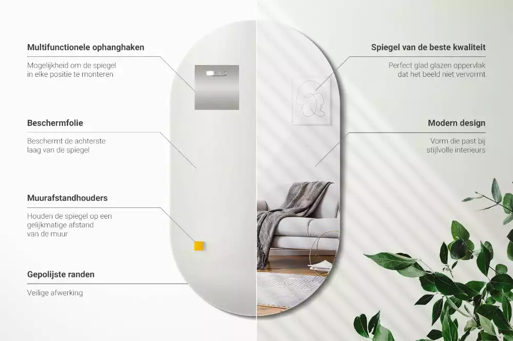 Espejo pared ovalado colgado clásico