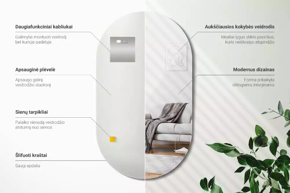 Espejo pared ovalado colgado clásico