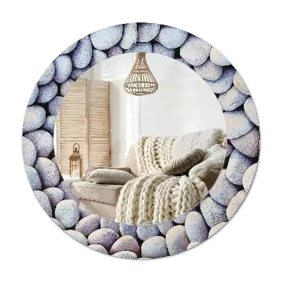 Espejo redondo con decoración Círculo de piedras marinas