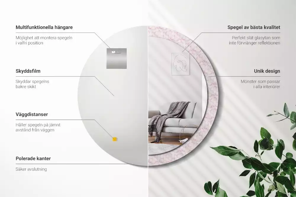 Espejo redondo impreso pétalos de flores