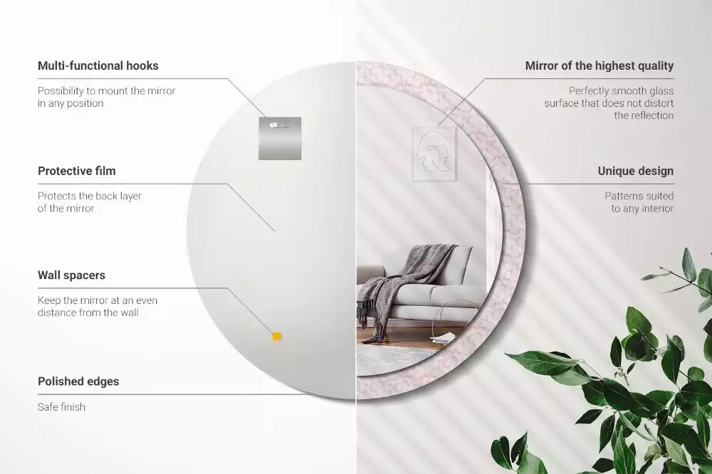 Espejo redondo impreso pétalos de flores