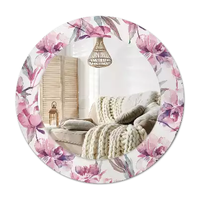 Espejo redondo con decoración flores de peonías