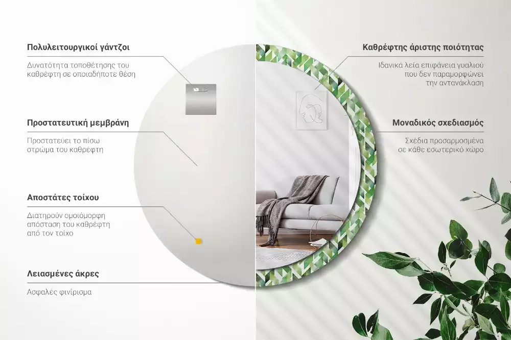 Espejo redondo con decoración Espiga