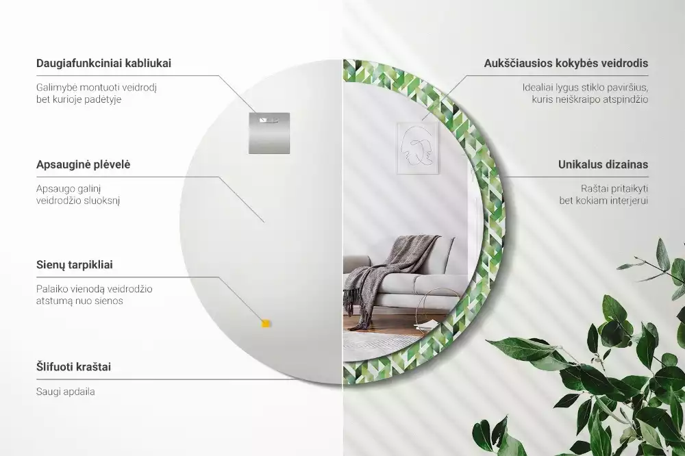 Espejo redondo con decoración Espiga