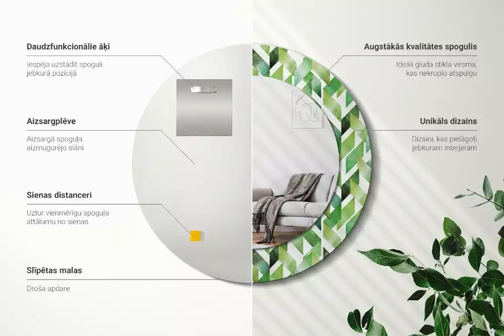 Espejo redondo con decoración Espiga