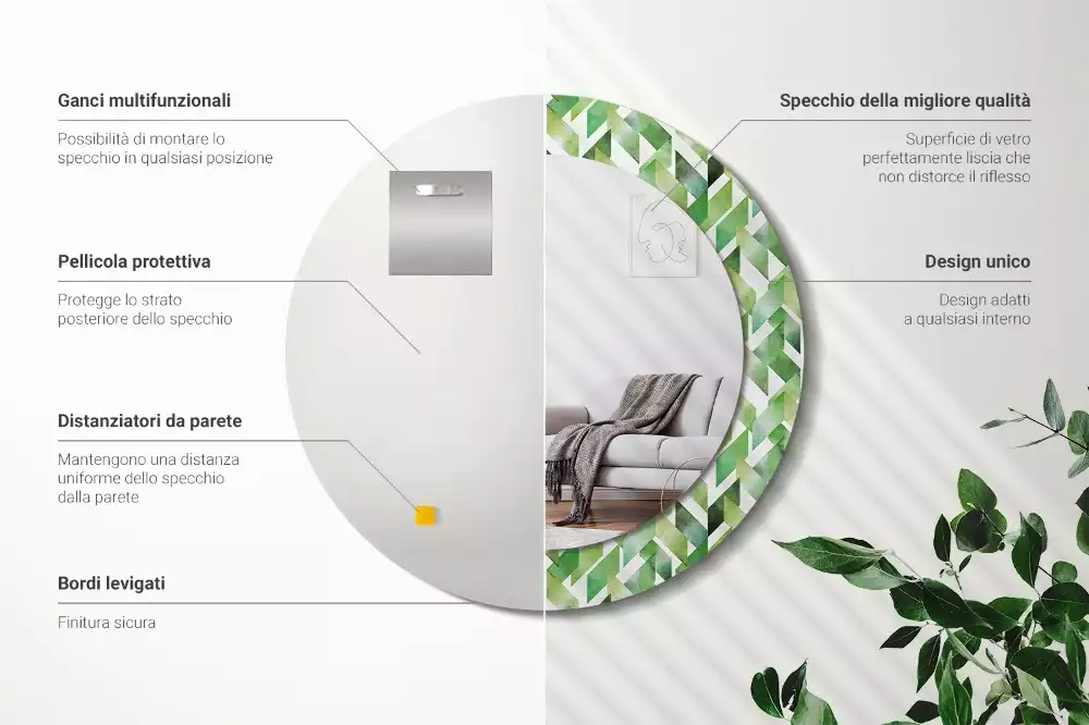 Espejo redondo con decoración Espiga