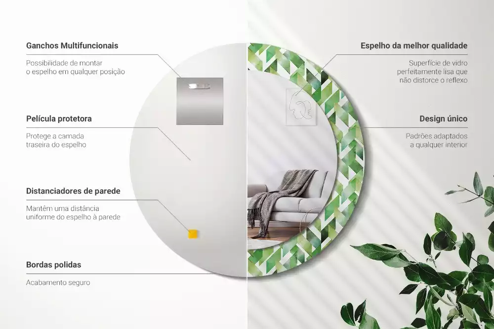 Espejo redondo con decoración Espiga