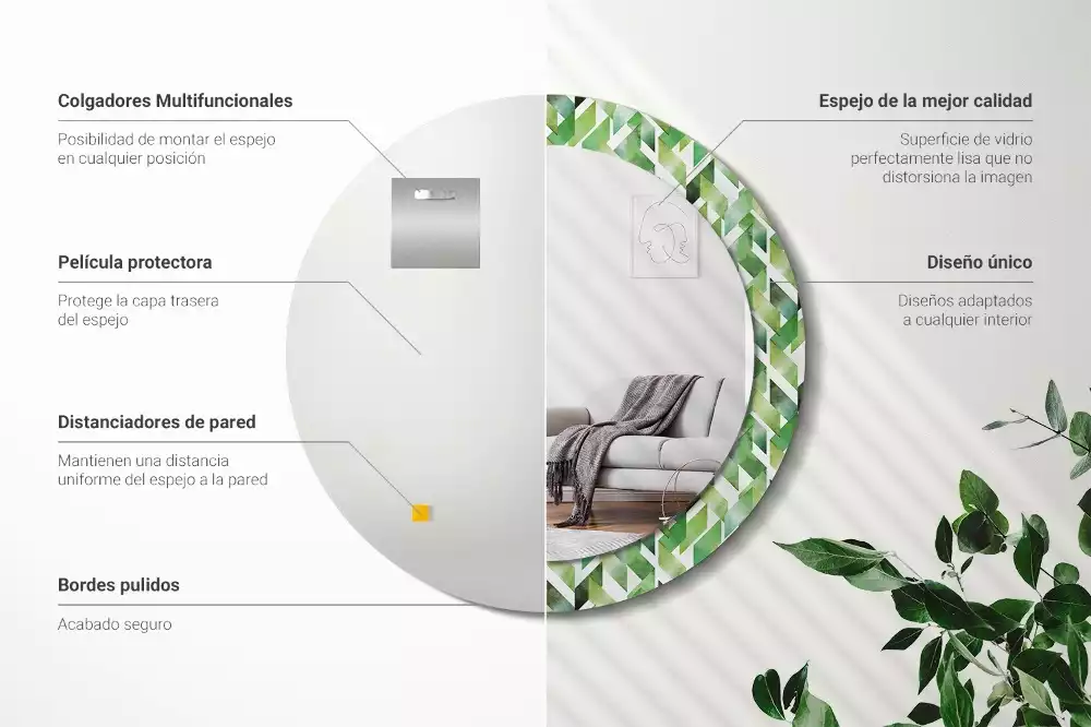 Espejo redondo con decoración Espiga