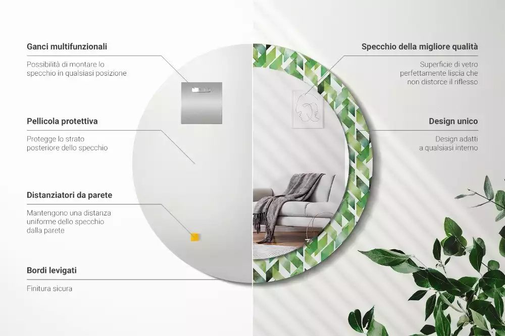 Espejo redondo con decoración Espiga