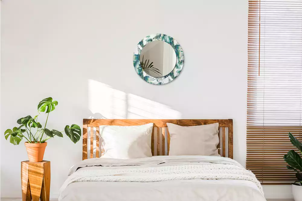Espejo redondo con decoración Hojas