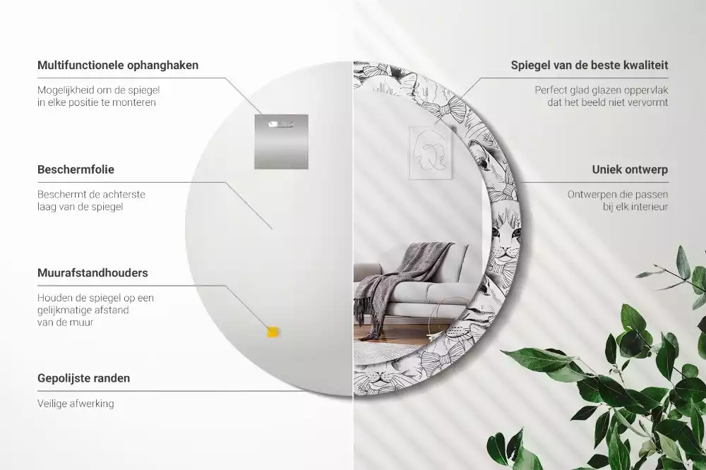 Espejo redondo impreso Gatos