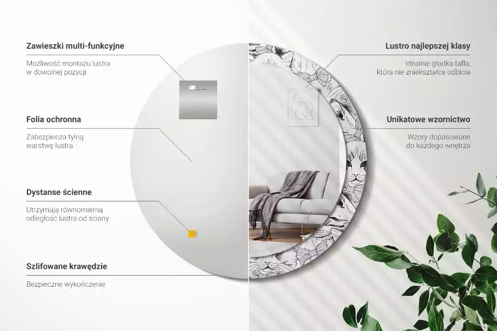 Espejo redondo impreso Gatos