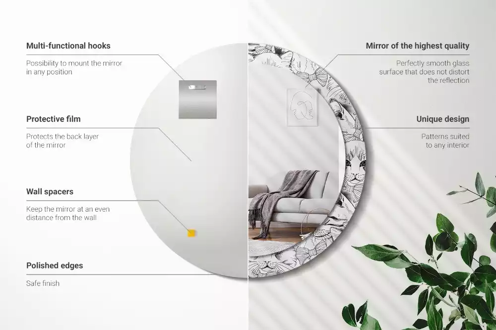 Espejo redondo impreso Gatos