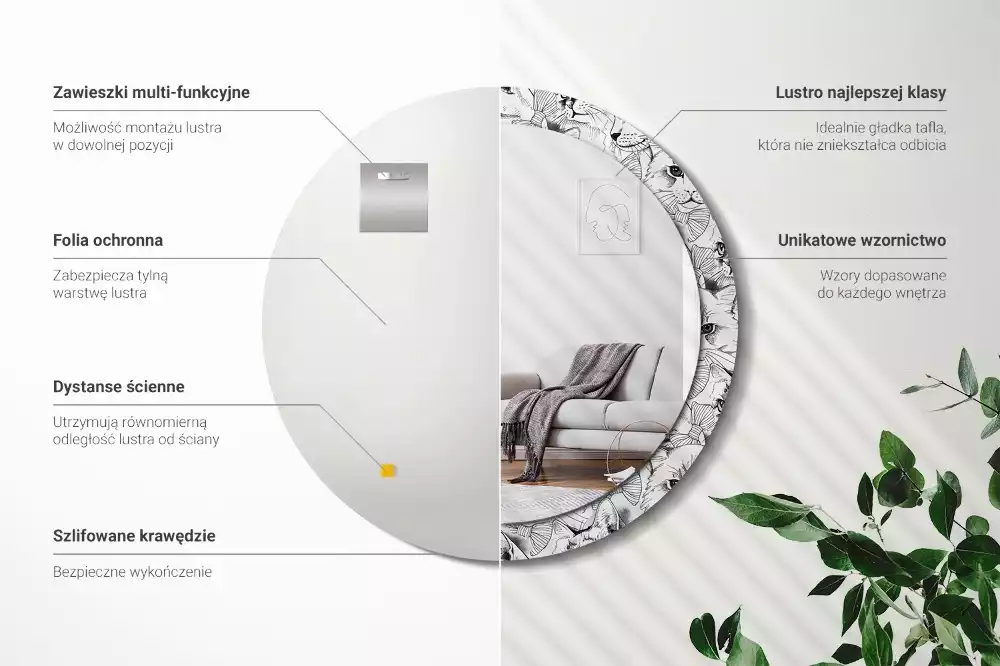 Espejo redondo impreso Gatos