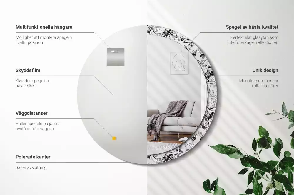 Espejo redondo impreso Gatos