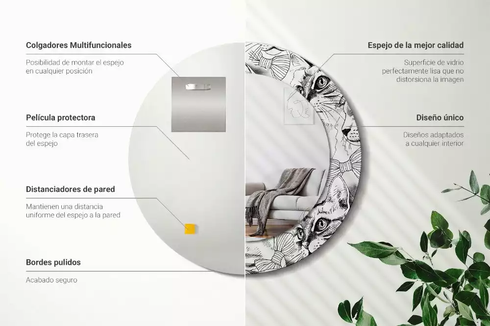 Espejo redondo impreso Gatos