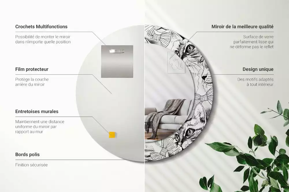 Espejo redondo impreso Gatos