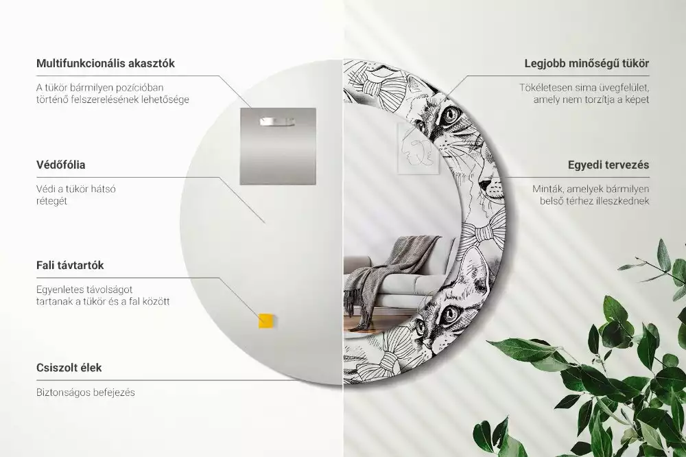 Espejo redondo impreso Gatos