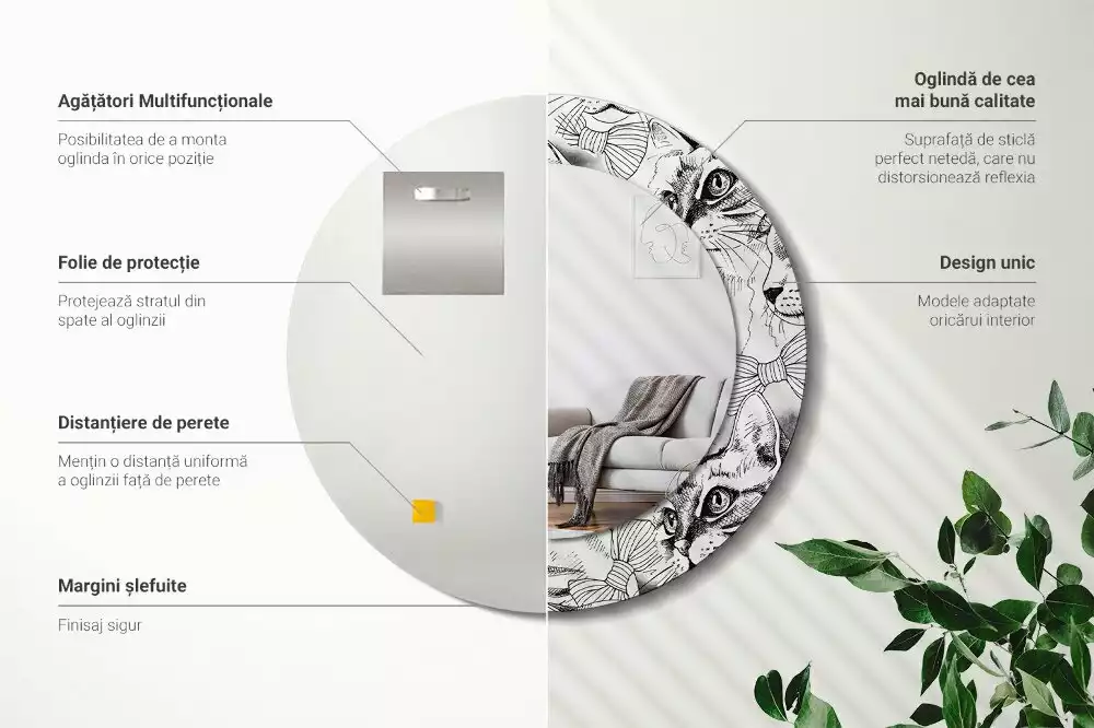 Espejo redondo impreso Gatos