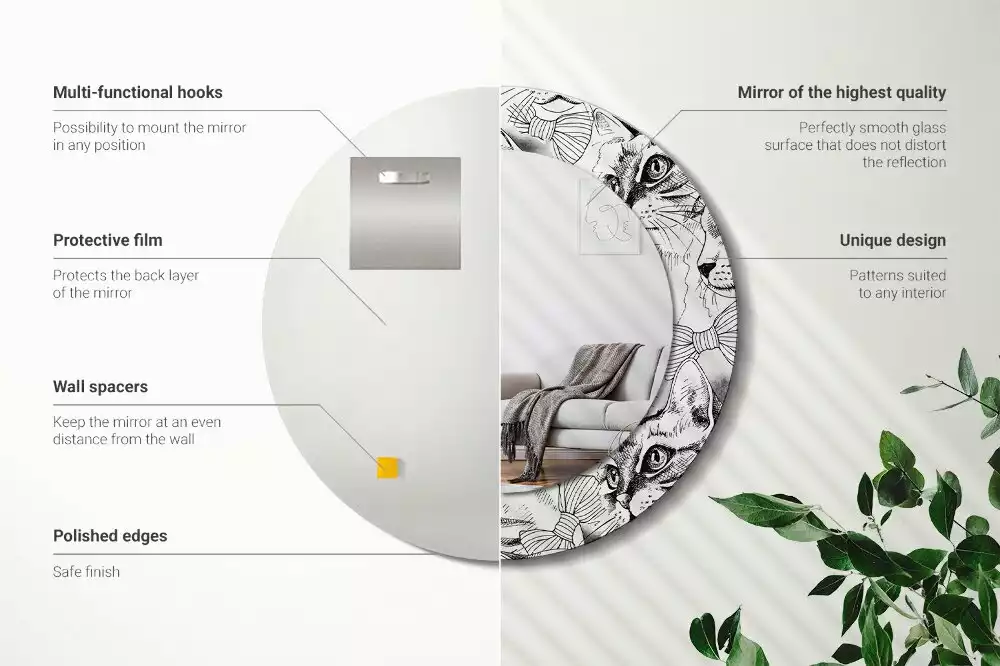 Espejo redondo impreso Gatos